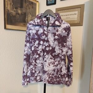 Columbia Women's Size Large Purple Camo Fleece Pullover 1/4 Zip Mock Neck